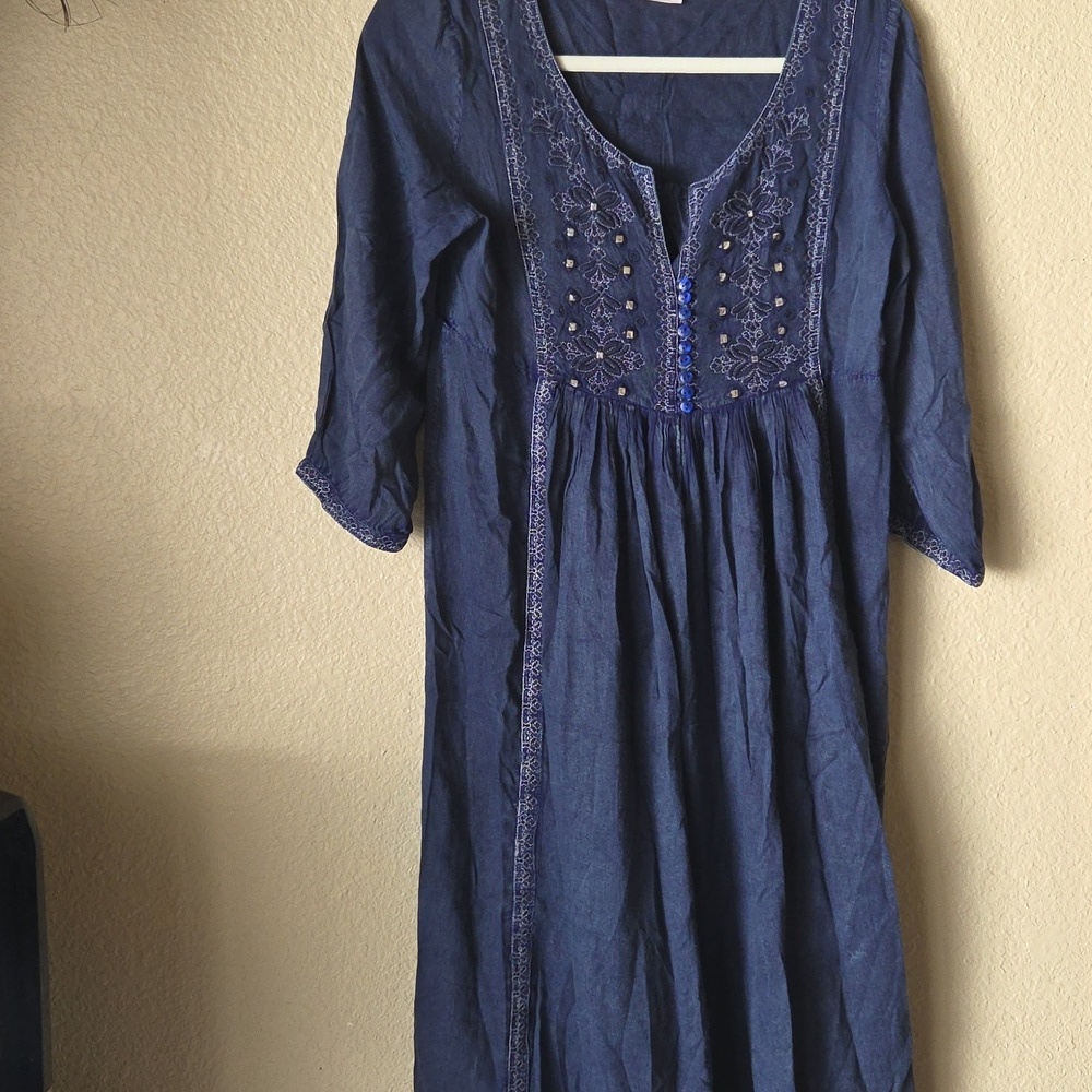 CIENNA Breese Blue Embroidered Dress,SZ S. - Picture 6 of 7